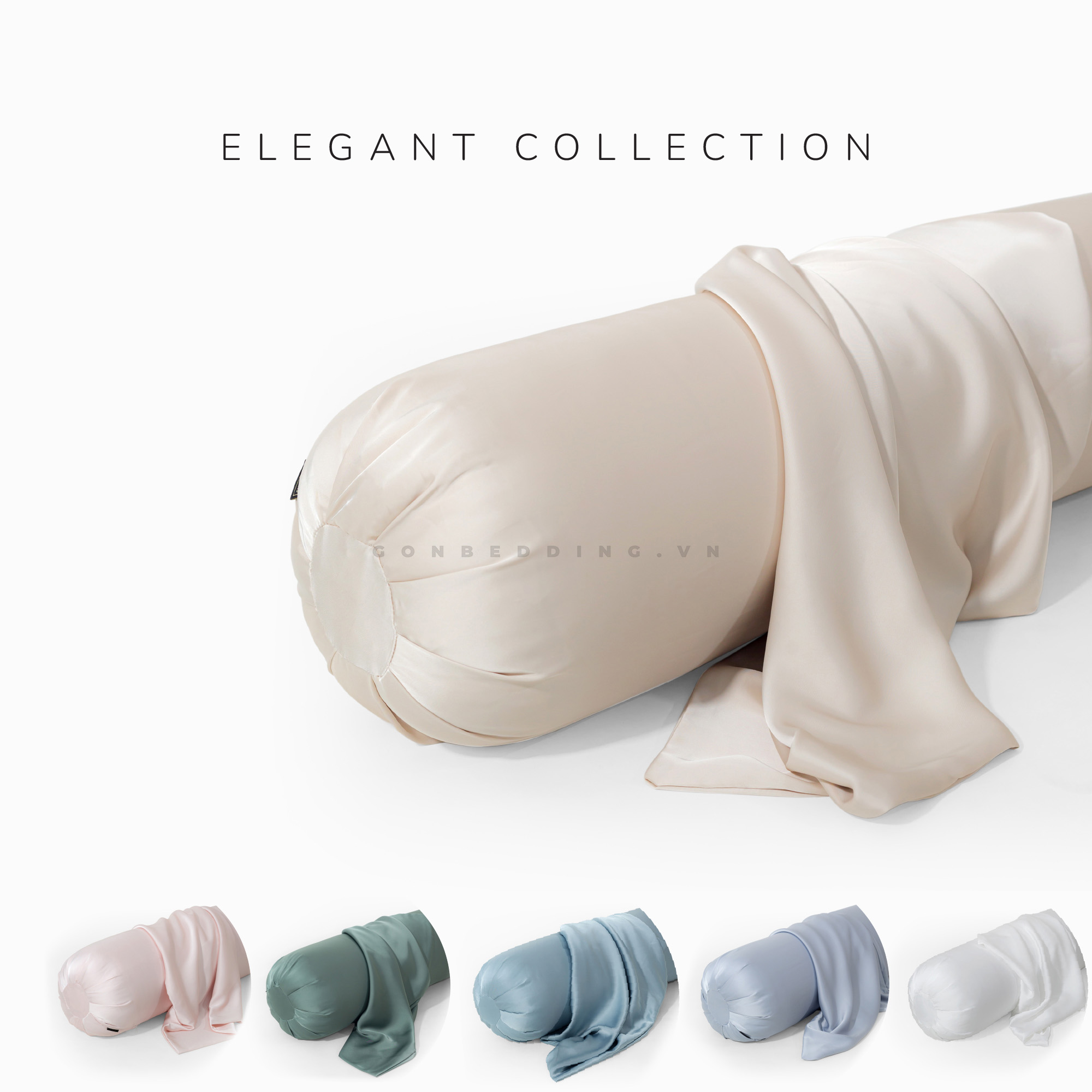[Elegant] Premium Satin Silk Bolster Case Elegant Style 37x105 cm